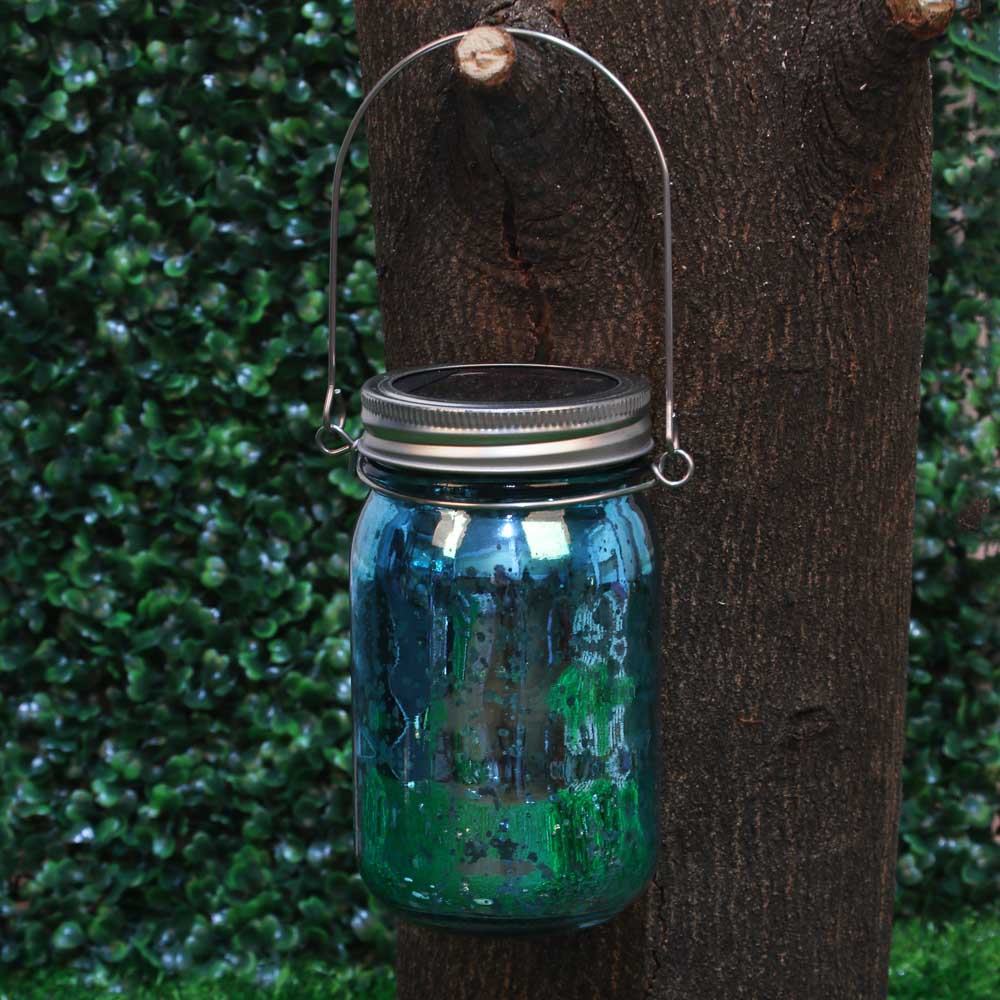 INBLOOM Фонарь садовый на солн.батарее банка, 7x13см, 1LED*шампань, 1x1.2V Ni-MH AAA300mAh, стекло, арт.№ 483-025
