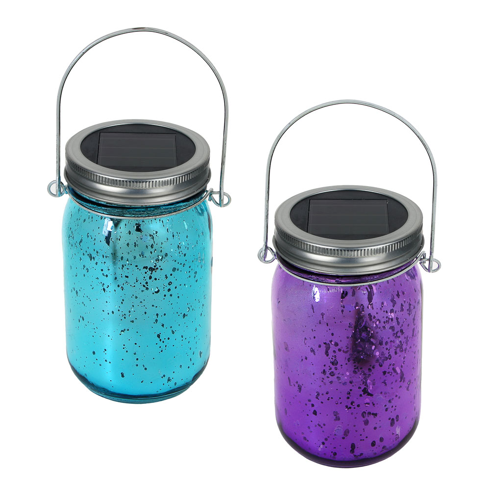 INBLOOM Фонарь садовый на солн.батарее банка, 7x13см, 1LED*шампань, 1x1.2V Ni-MH AAA300mAh, стекло, арт.№ 483-025