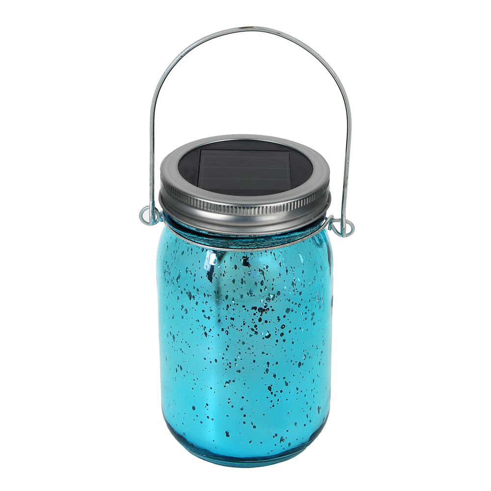 INBLOOM Фонарь садовый на солн.батарее банка, 7x13см, 1LED*шампань, 1x1.2V Ni-MH AAA300mAh, стекло, арт.№ 483-025