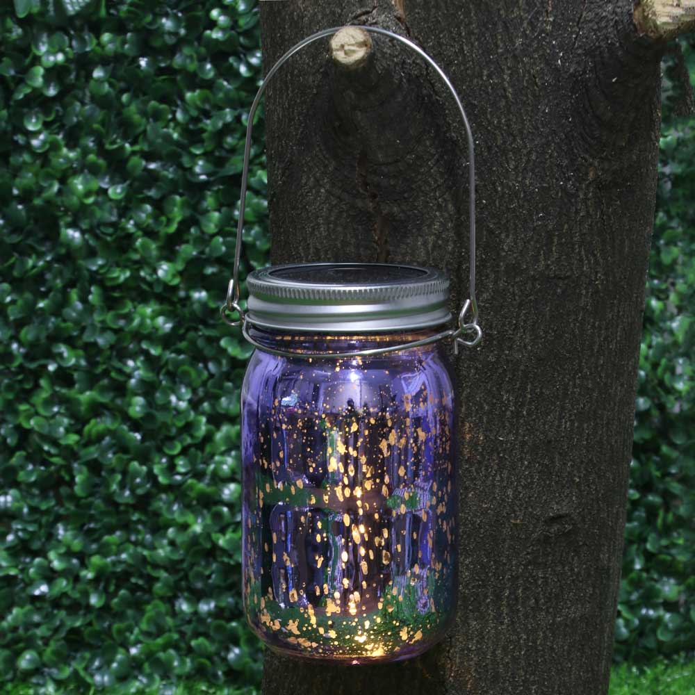 INBLOOM Фонарь садовый на солн.батарее банка, 7x13см, 1LED*шампань, 1x1.2V Ni-MH AAA300mAh, стекло, арт.№ 483-025