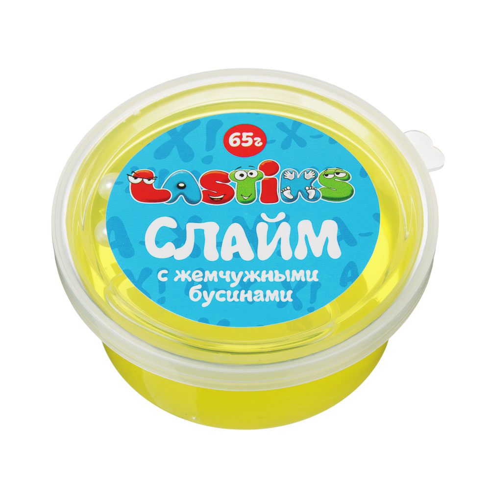 Слайм с жемчужными бусинами, 62-70гр, пластик, полимер, 6 цветов, арт.№ 218-026