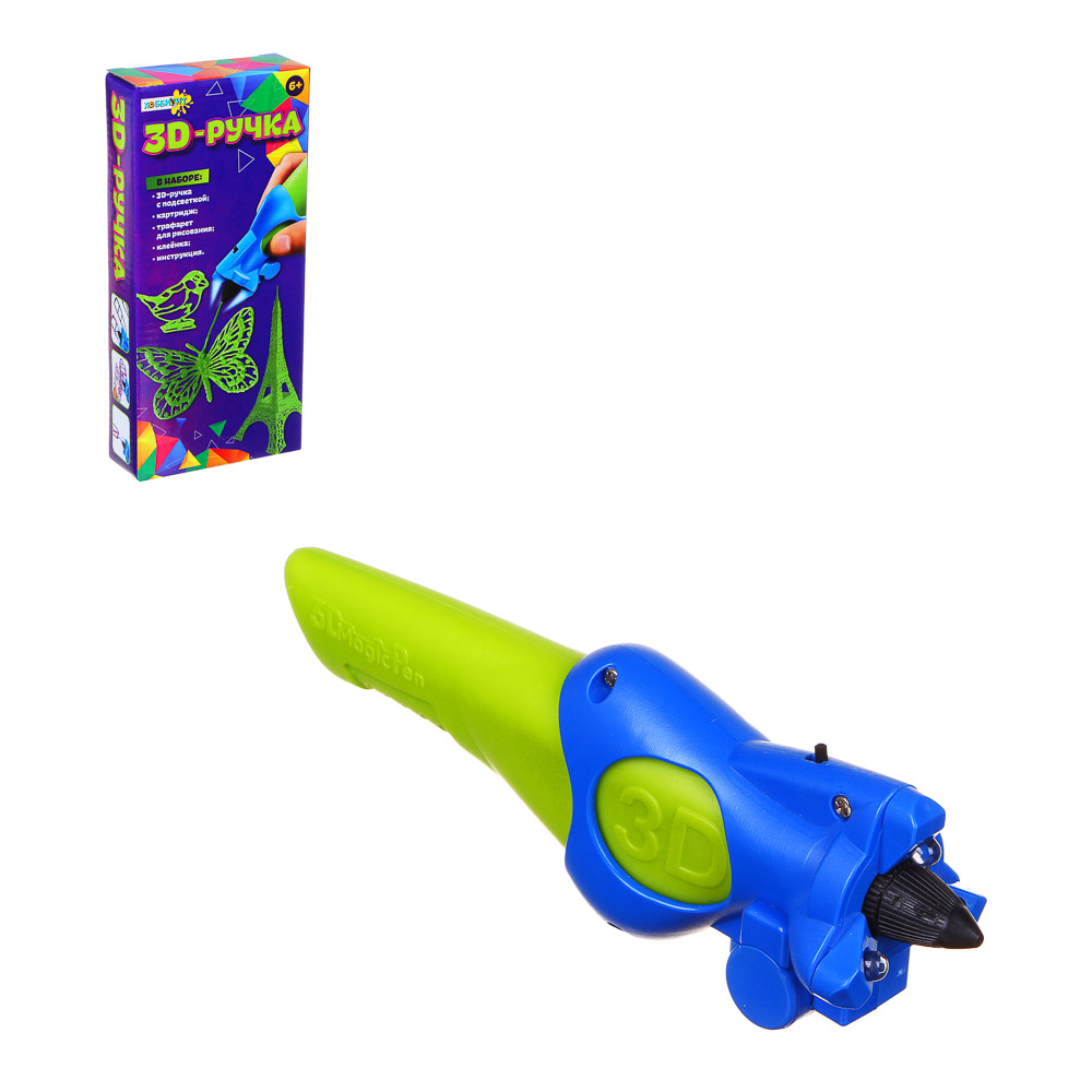 ХОББИХИТ Ручка 3D с картриджем на батарейках, 3хAG13, ABS, металл, полимер, 6 цветов, 23,7х11х4, арт.№ 287-335