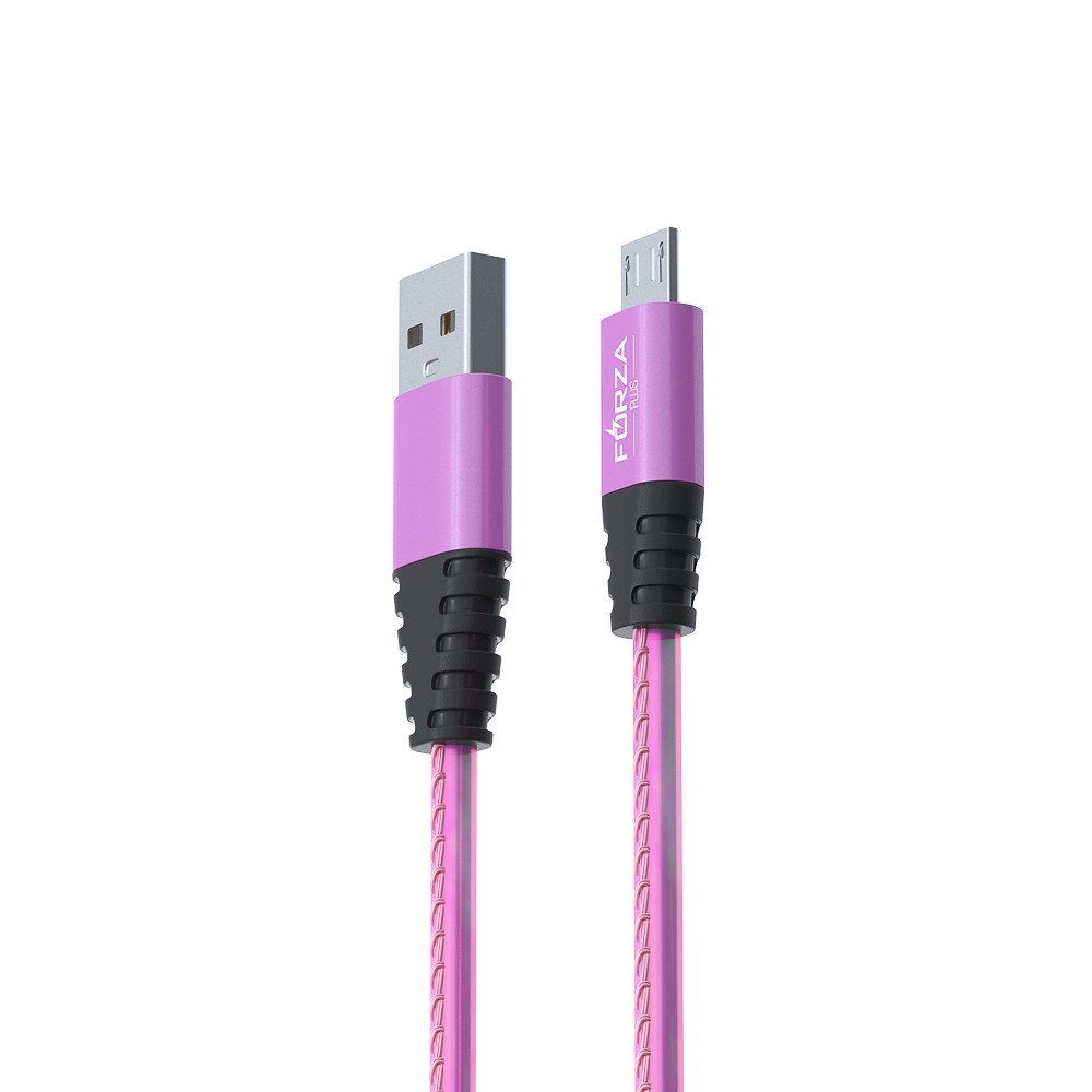 Кабель для зарядки USB(A)-microUSB FORZA Перламутр, 1м, 2А, кожаная оплётка, 3 цвета, пакет, арт.№ 916-221