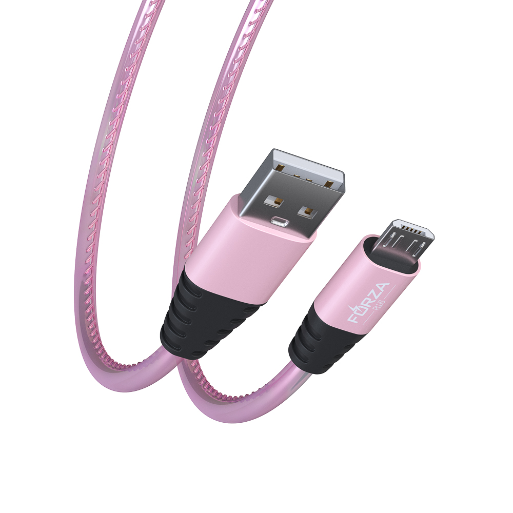Кабель для зарядки USB(A)-microUSB FORZA Перламутр, 1м, 2А, кожаная оплётка, 3 цвета, пакет, арт.№ 916-221