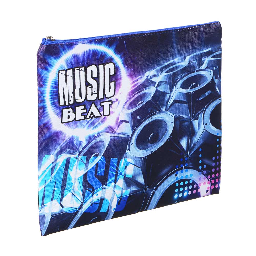 Мьюзик Бит Папка для тетрадей 24x20см, для A5, молния сверху, искусственная кожа с печатью, арт.№ 236-073