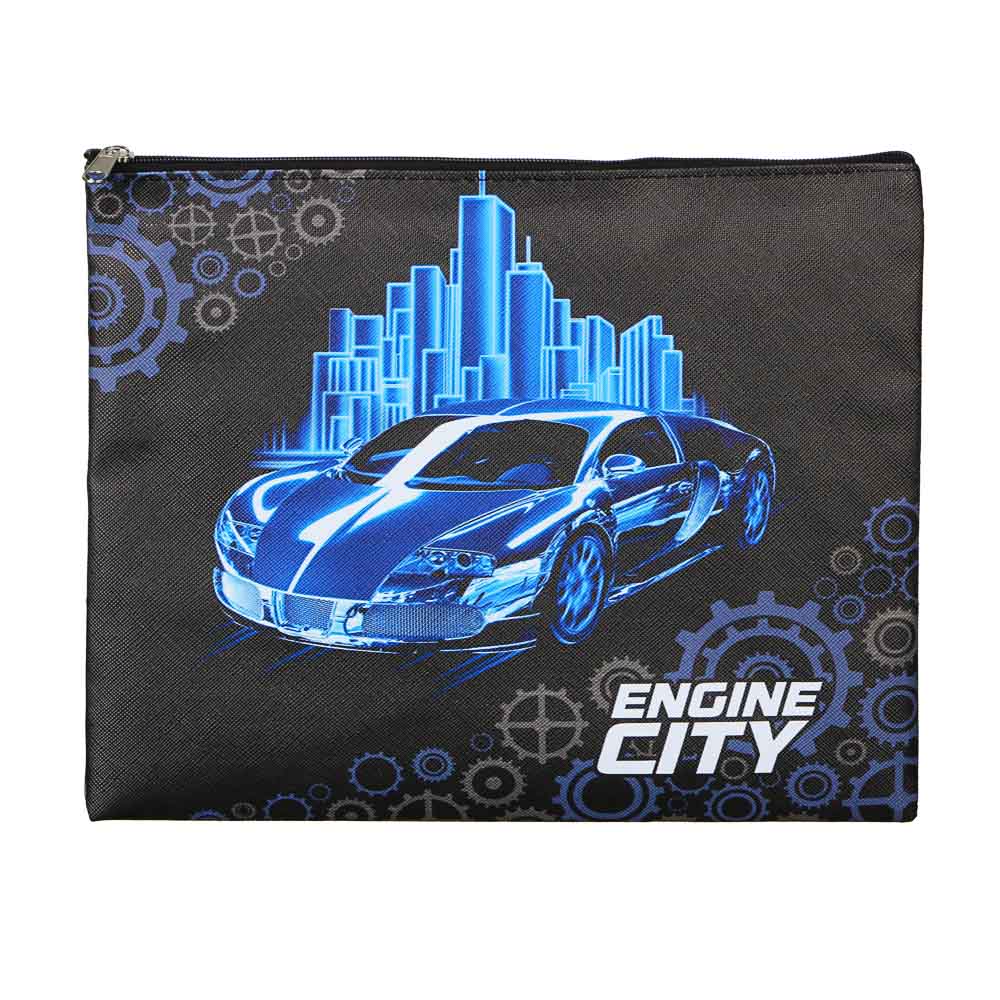 Энджин Сити Папка для тетрадей 24x20см, для A5, молния сверху, искусственная кожа с печатью, арт.№ 236-069