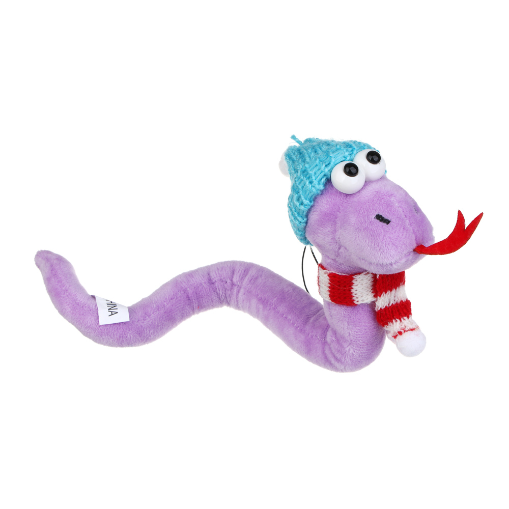 СНОУ БУМ Сувенир мягкий змейка, полиэстер, 24см, 4 цвета, арт.№ 394-529