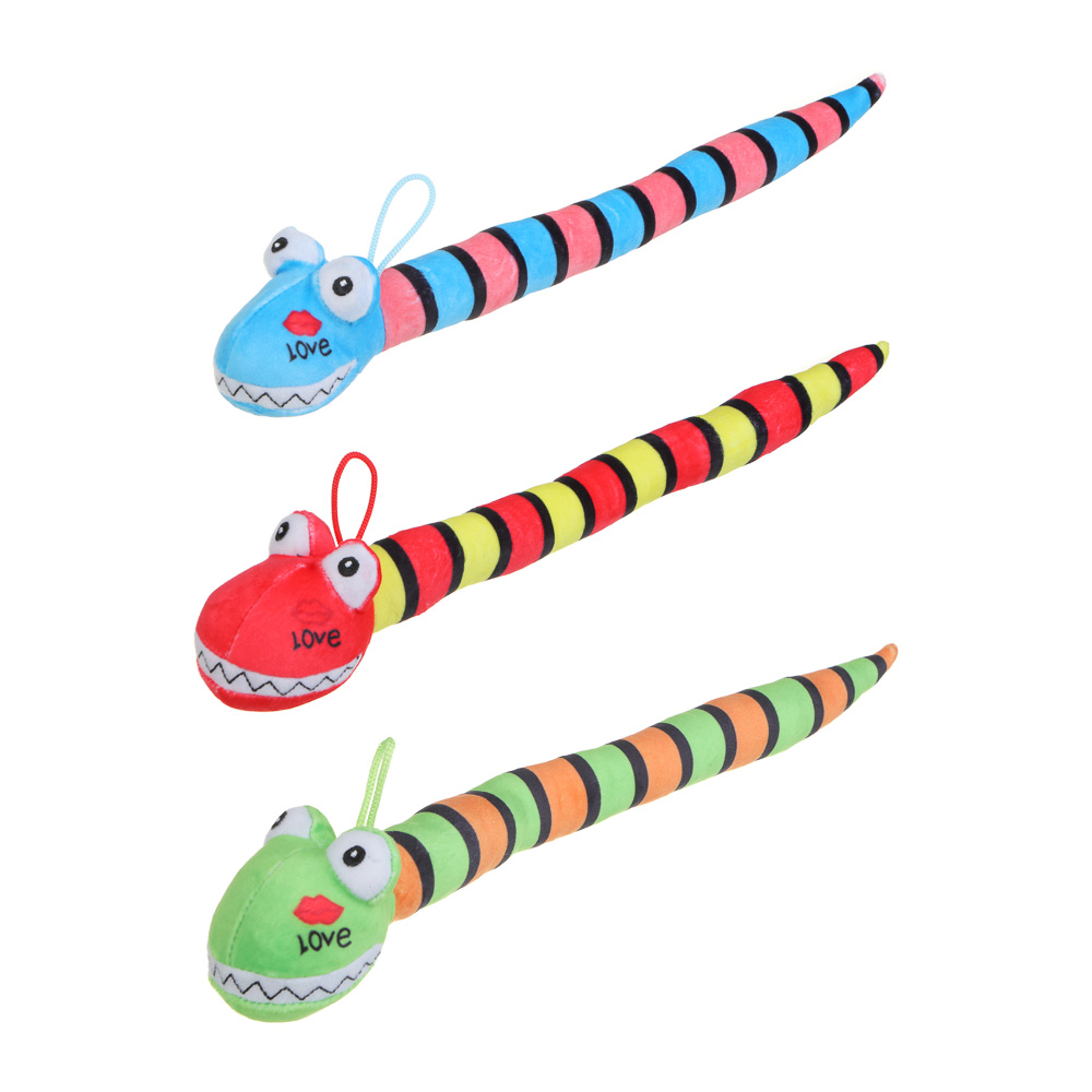 СНОУ БУМ Сувенир мягкий змейка, полиэстер, 35см, 3 дизайна, арт.№ 394-530