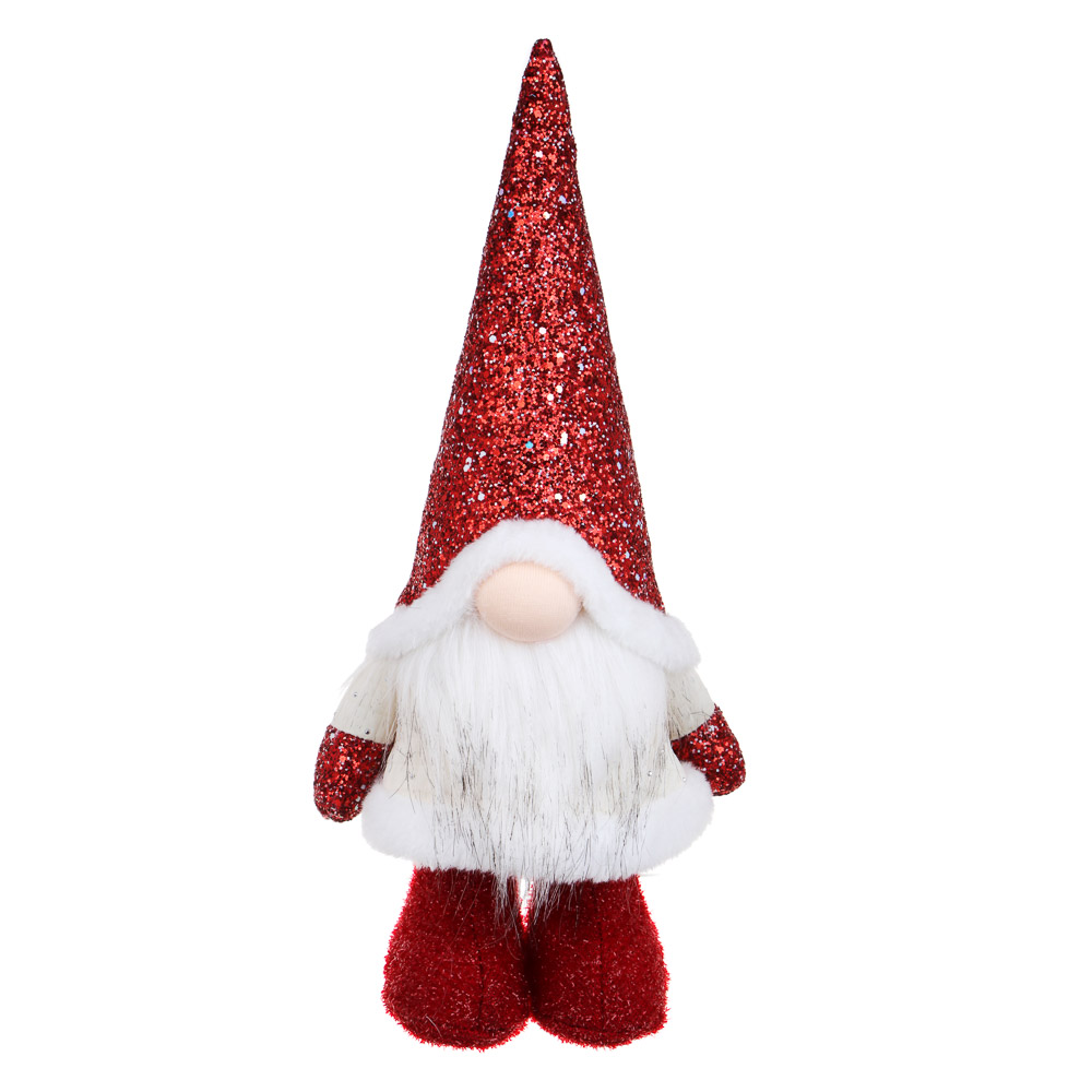 СНОУ БУМ Сувенир-фигура интерьерная в виде гнома, 16x14x34см, полиэстер, цвет красный, арт.№ 140-095