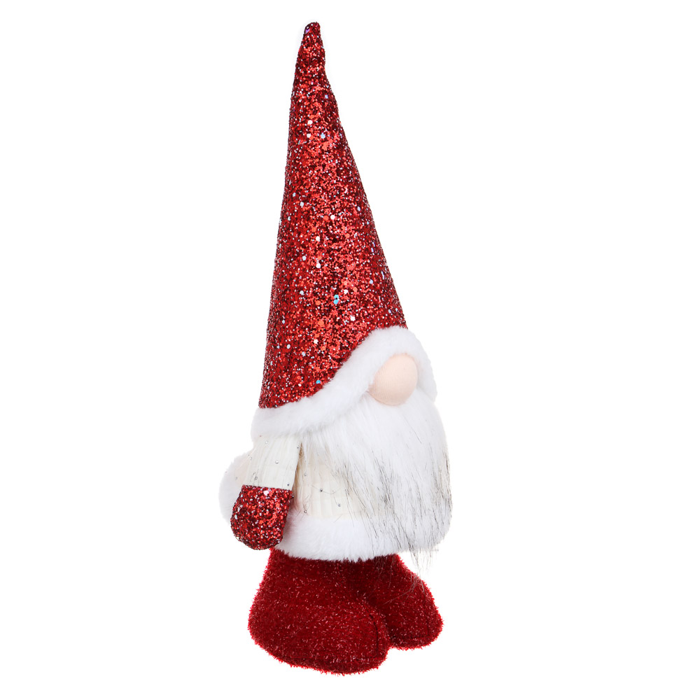 СНОУ БУМ Сувенир-фигура интерьерная в виде гнома, 16x14x34см, полиэстер, цвет красный, арт.№ 140-095