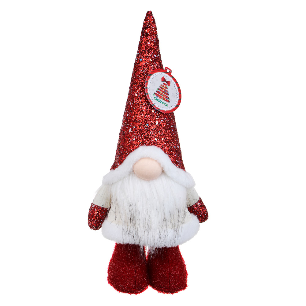 СНОУ БУМ Сувенир-фигура интерьерная в виде гнома, 16x14x34см, полиэстер, цвет красный, арт.№ 140-095