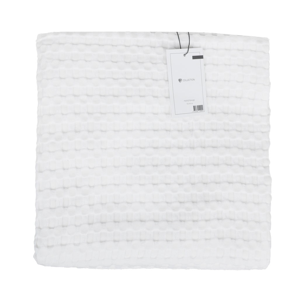 BY COLLECTION Полотенце вафельное 70х140см, 50% бамбук, 50% хлопок, белый, арт.№ 484-057