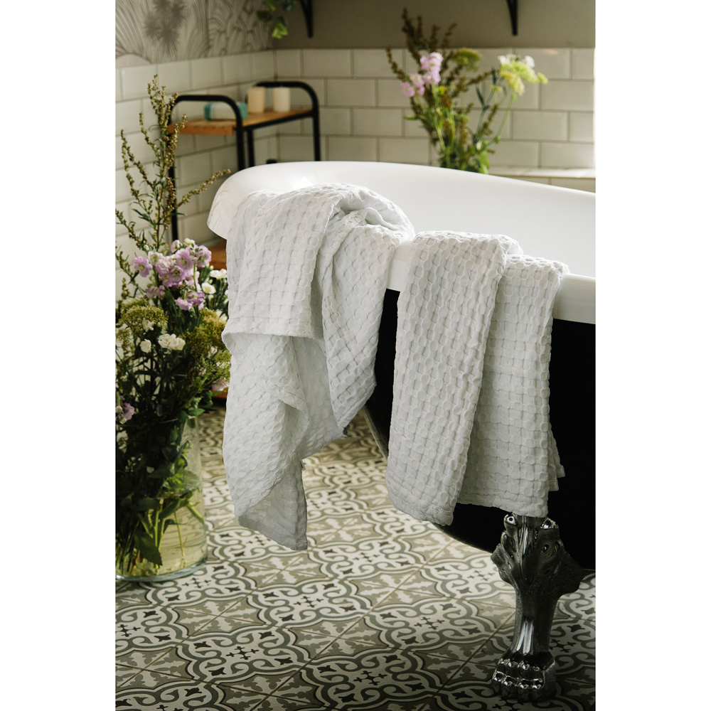 BY COLLECTION Полотенце вафельное 70х140см, 50% бамбук, 50% хлопок, белый, арт.№ 484-057