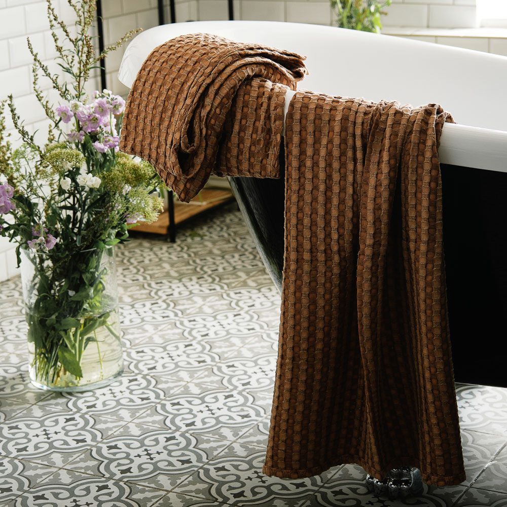 BY COLLECTION Полотенце вафельное 70х140см, 50% бамбук, 50% хлопок, карамель, арт.№ 484-063