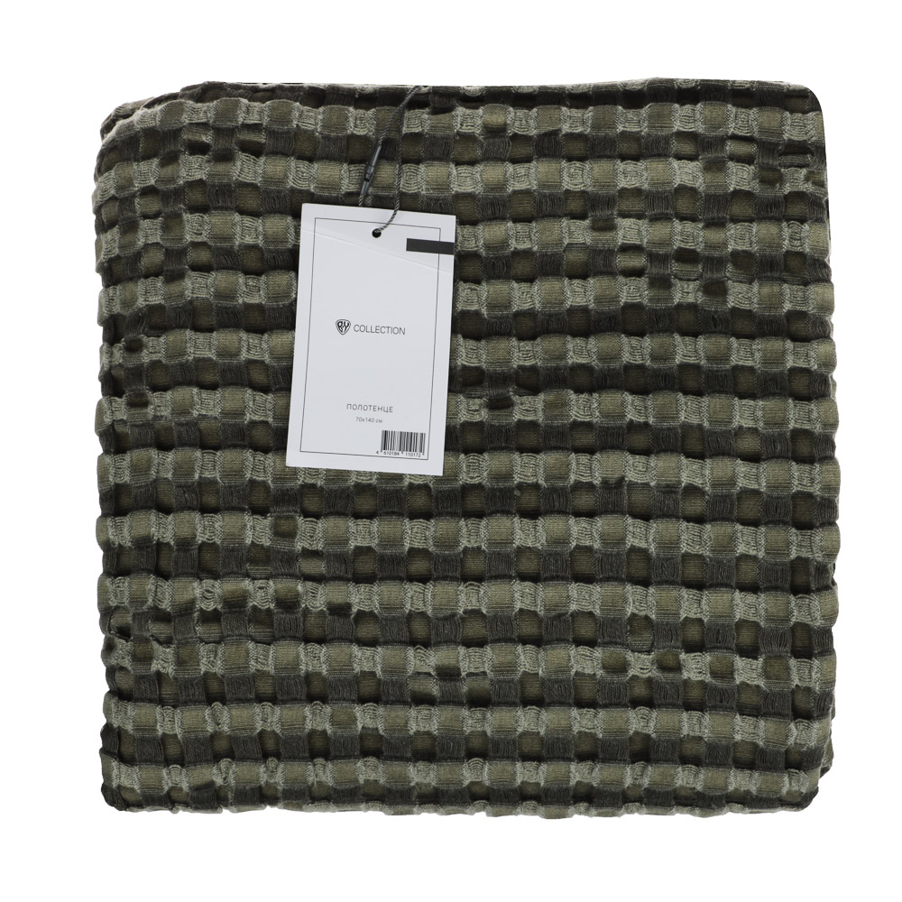 BY COLLECTION Полотенце вафельное 70х140см, 50% бамбук, 50% хлопок, зеленый, арт.№ 484-066