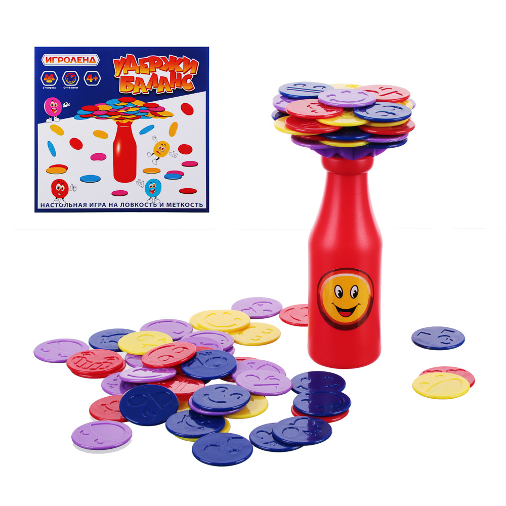 ИГРОЛЕНД Настольная игра на ловкость и меткость, PP, PS, бумага, картон, резина, 22х21х5,5см, 3 диз, арт.№ 897-079