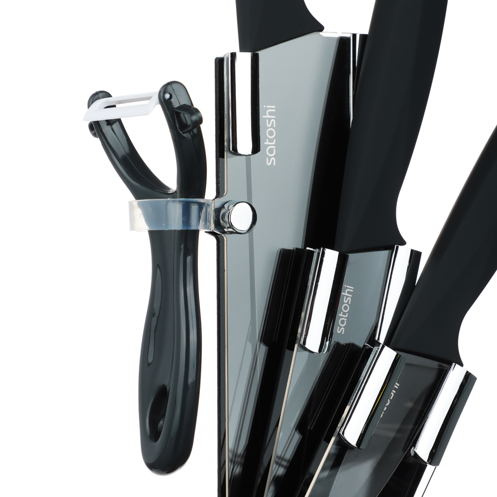 SATOSHI Орис Набор ножей 5пр Ножи 8,9см; 12,7см; 20,3см, овощечистка, подставка для ножей, арт.№ 803-412