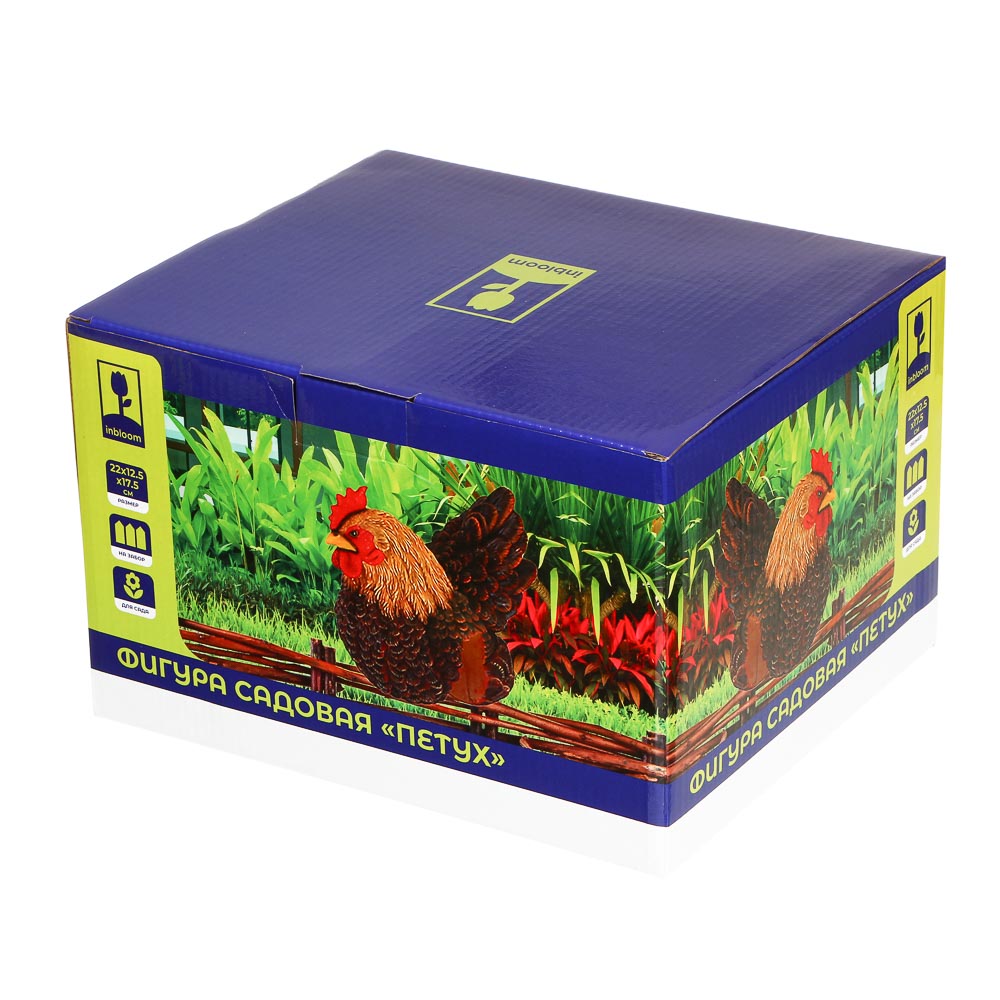 INBLOOM Фигура садовая на забор Петух 22х12,5х17,5см, полирезина, арт.№ 162-234