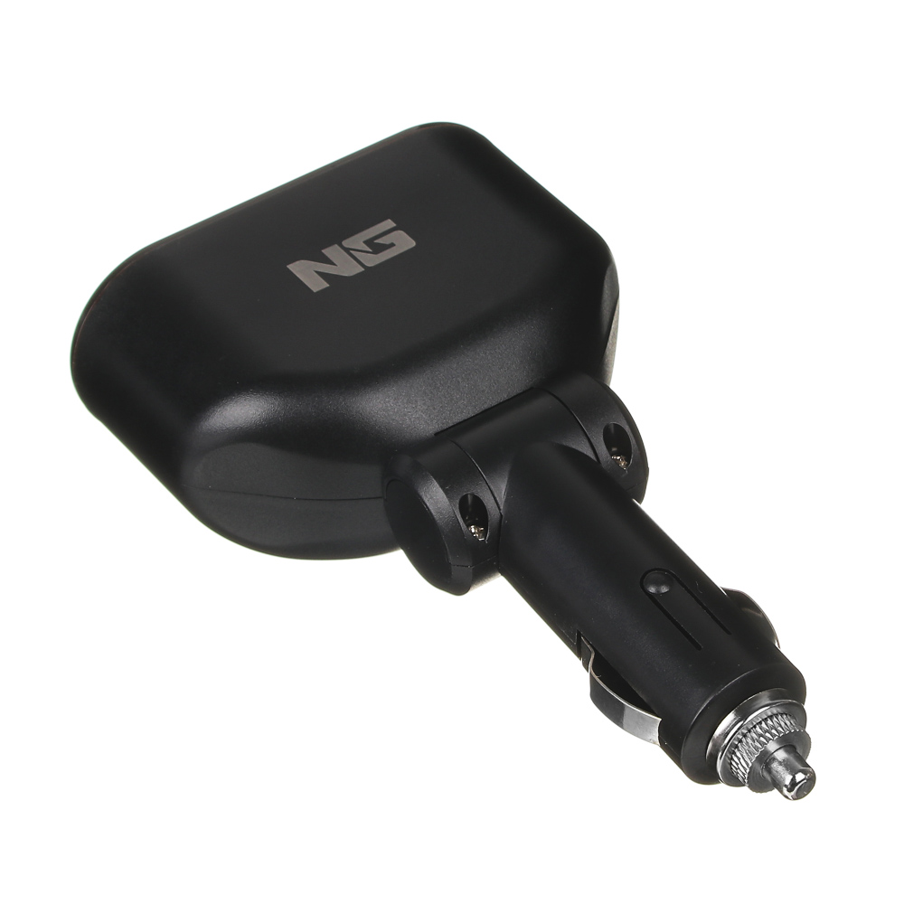 NG Зарядное устройство в авто с дисплеем, 2 гнезда прикуривателя, 2xUSB, 2.4A, блистер, пластик, арт.№ 738-025
