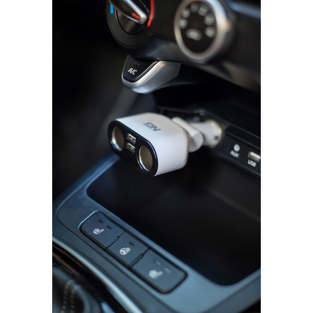 NG Зарядное устройство в авто с дисплеем, 2 гнезда прикуривателя, 2xUSB, 2.4A, блистер, пластик, арт.№ 738-025