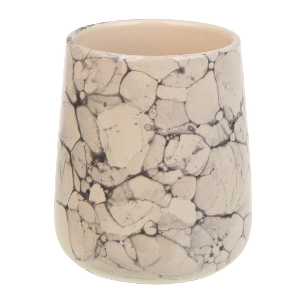 VETTA Стакан для ванной комнаты, 400 мл, 10,5x9x9 см, керамика, "Космос", мрамор молочный, арт.№ 463-476