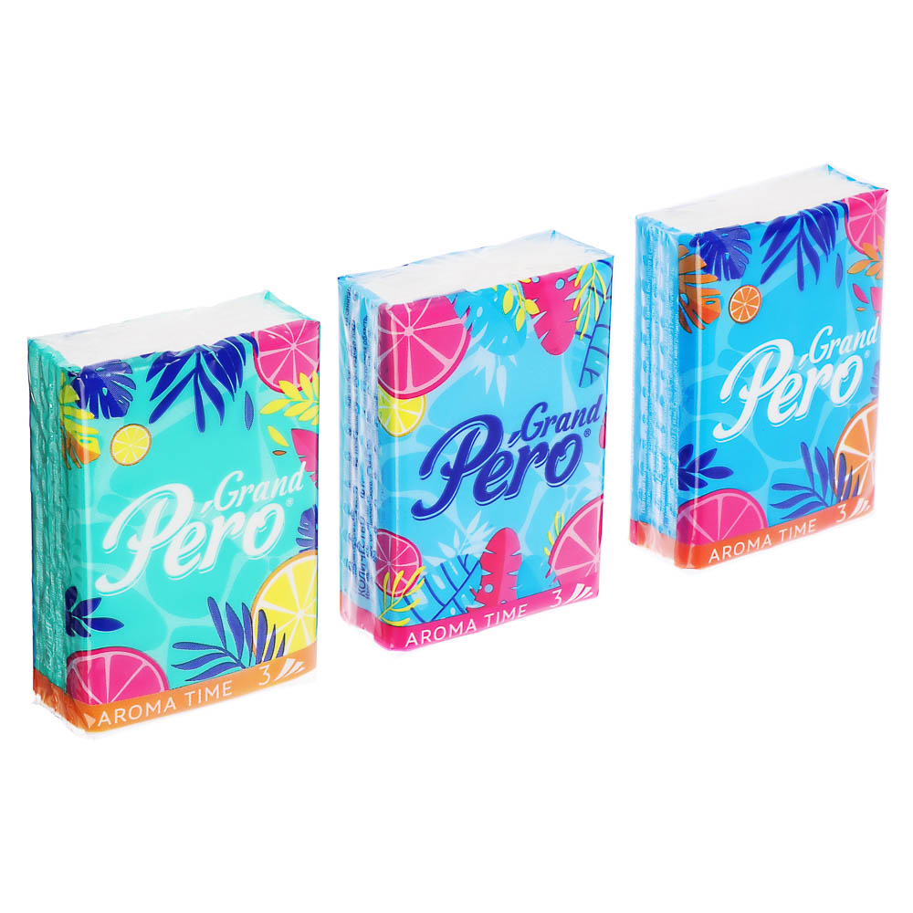 Платочки бумажные Grand Pero aroma, 3 слоя, 7шт, арт.№ 912-047