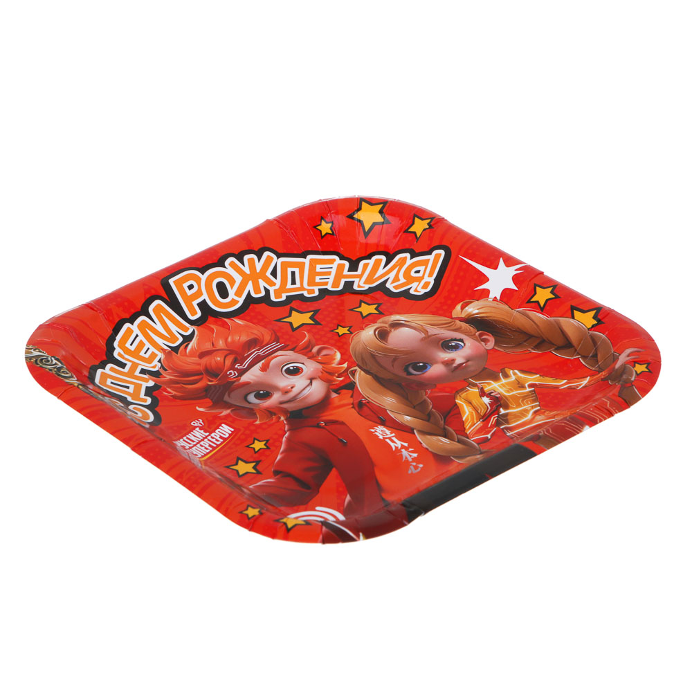 BY Набор тарелок бумажных, 6 шт, 18x18 см, С Днем Рождения, арт.№ 530-007