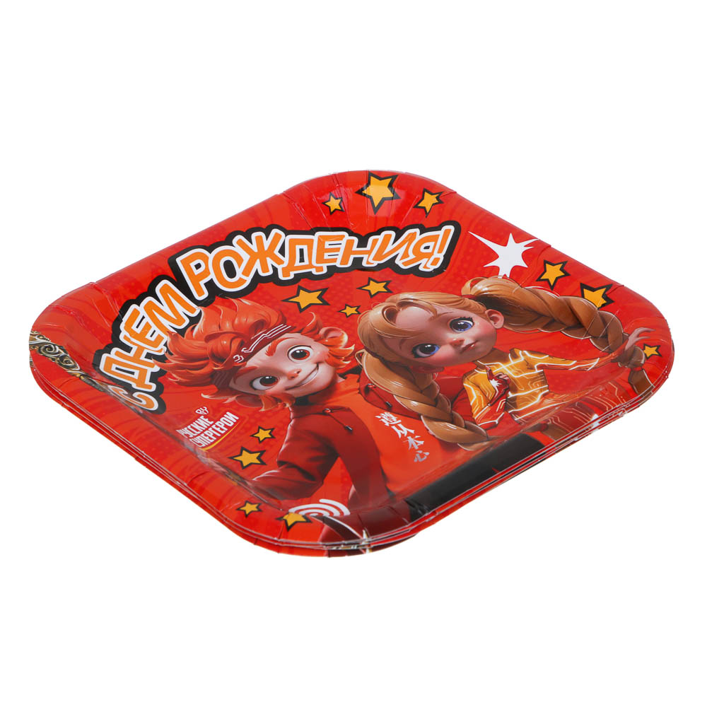 BY Набор тарелок бумажных, 6 шт, 18x18 см, С Днем Рождения, арт.№ 530-007