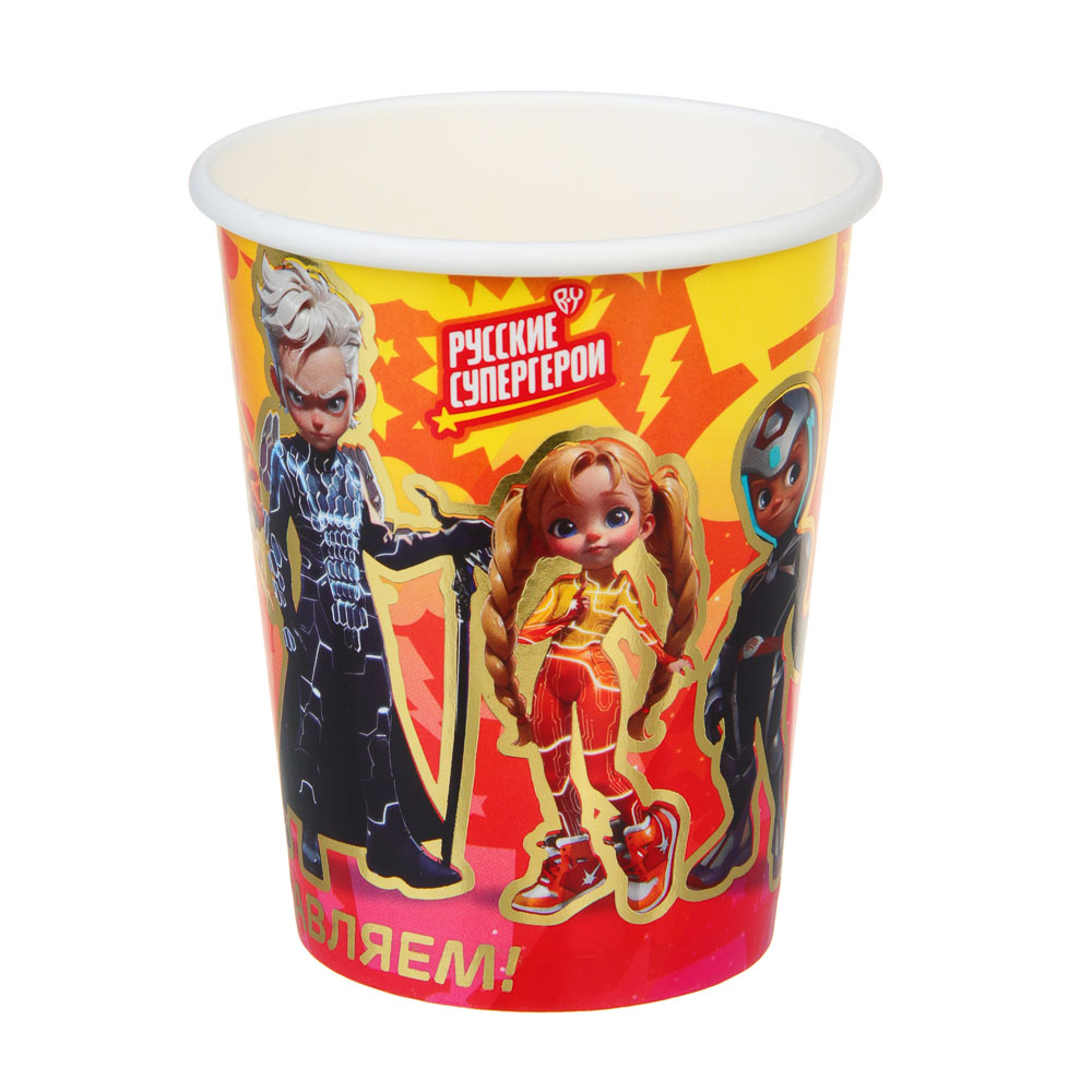 BY Набор стаканов бумажных с фольгированным слоем, 6 шт, 230 мл, Поздравляем, арт.№ 530-010