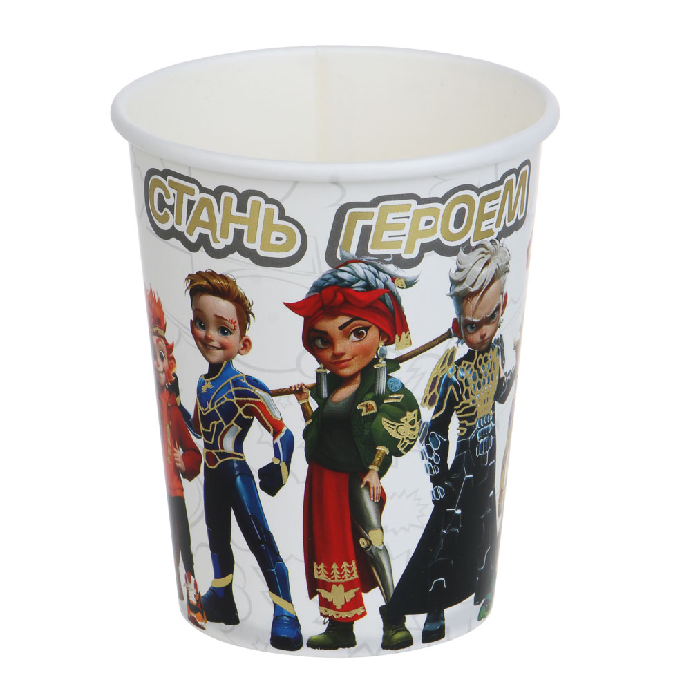 BY Набор стаканов бумажных с фольгированным слоем, 6 шт, 230 мл, Стань героем, арт.№ 530-012