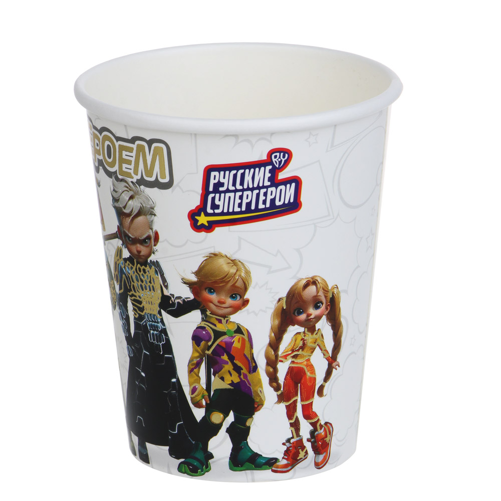 BY Набор стаканов бумажных с фольгированным слоем, 6 шт, 230 мл, Стань героем, арт.№ 530-012