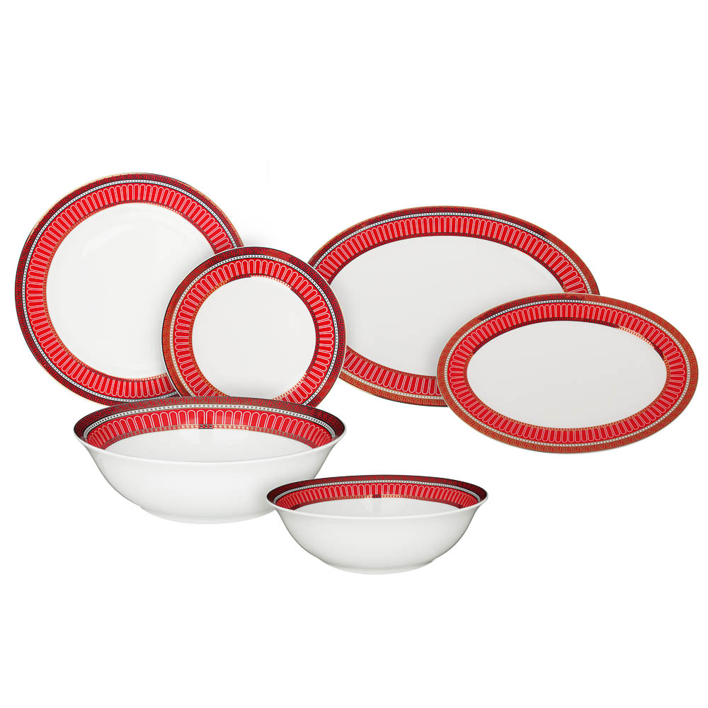 MILLIMI Красный Монфор Сервиз столовый 21пр, костяной фарфор, арт.№ 821-002