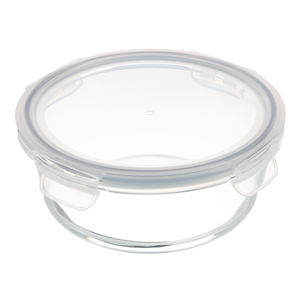 VETTA Контейнер для продуктов на защелках 950мл круглый, жаропрочное стекло, арт.№ 825-012