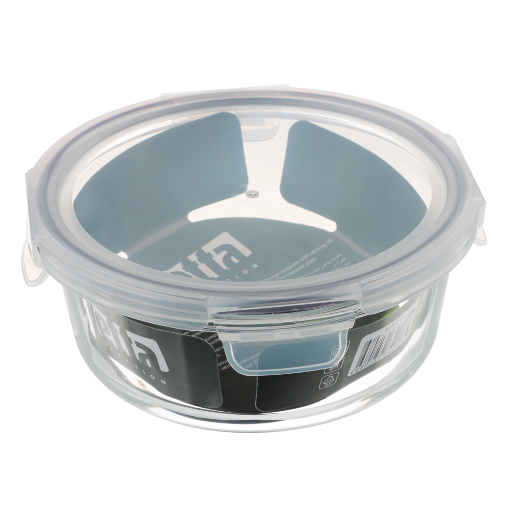 VETTA Контейнер для продуктов на защелках 950мл круглый, жаропрочное стекло, арт.№ 825-012