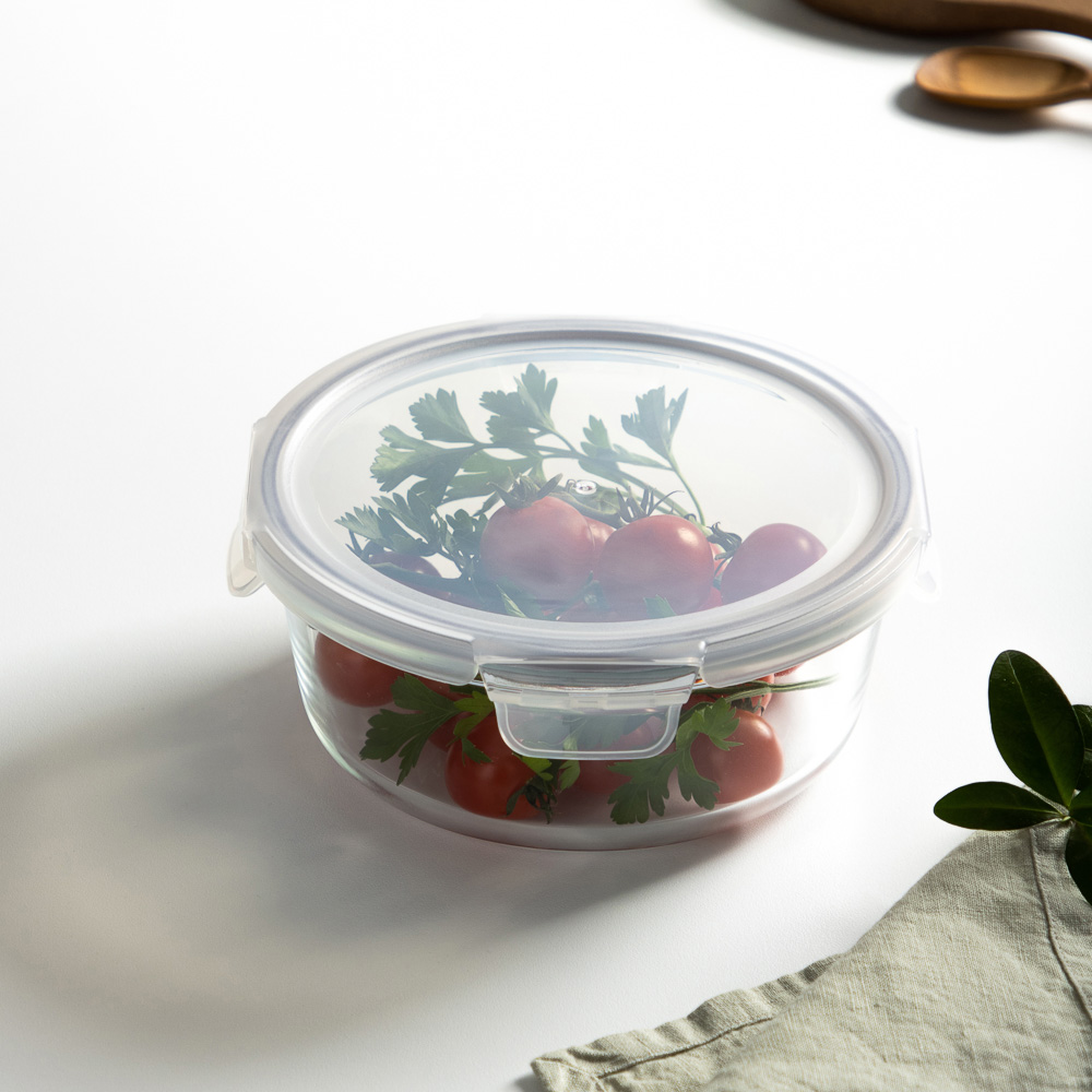 VETTA Контейнер для продуктов на защелках 950мл круглый, жаропрочное стекло, арт.№ 825-012