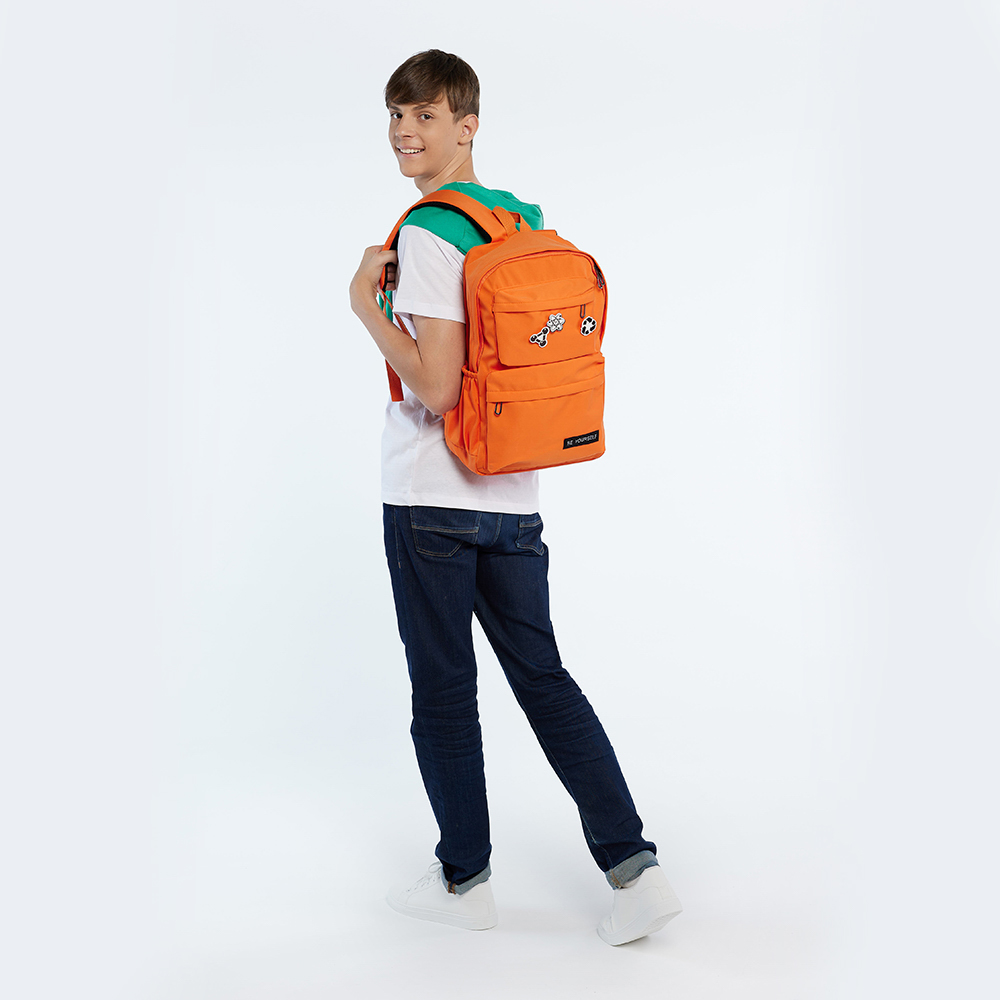 ClipStudio Рюкзак подростковый 45x30,5x13см, 1 отд., 6 карм., значки, ПЭ, оранжевый, арт.№ 254-714