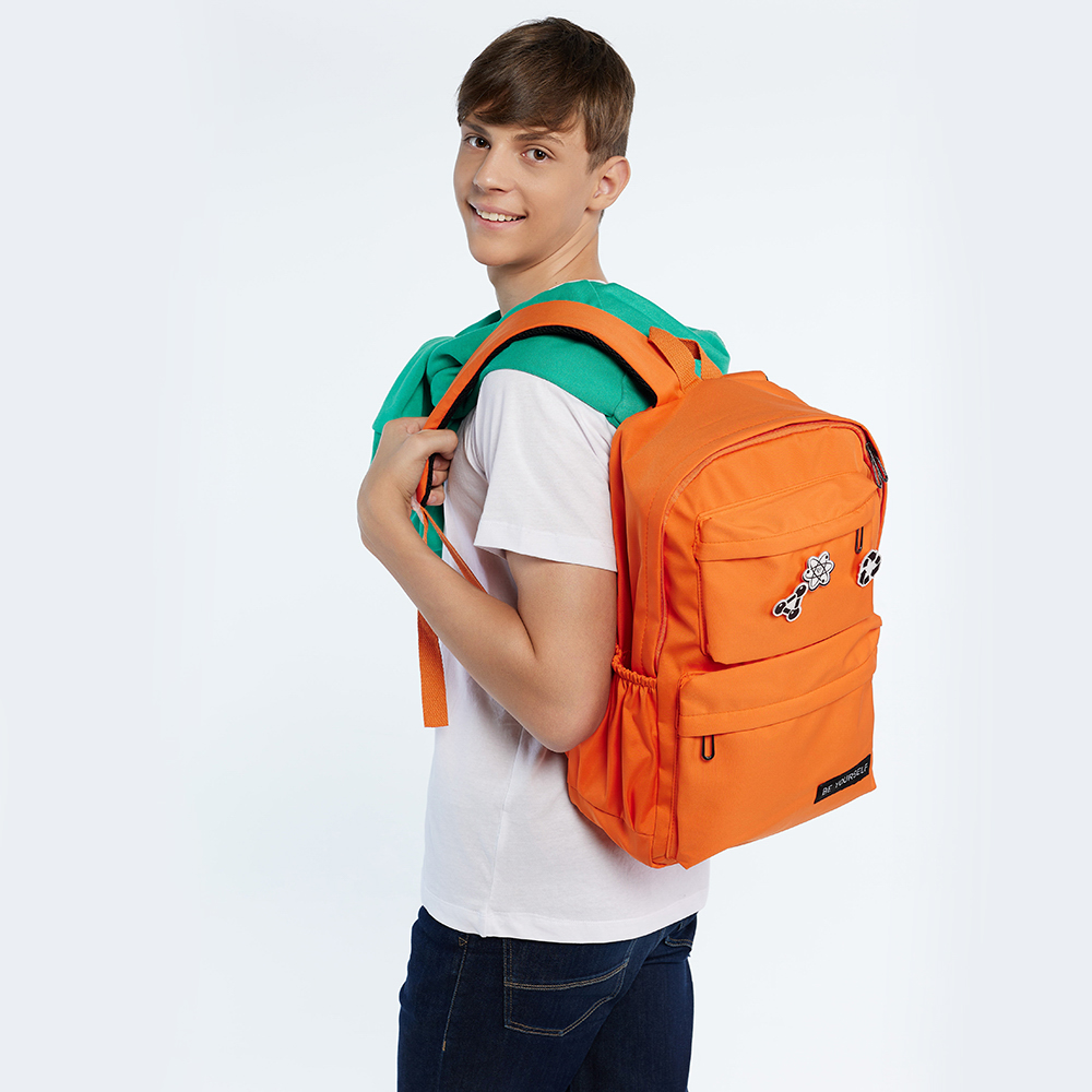 ClipStudio Рюкзак подростковый 45x30,5x13см, 1 отд., 6 карм., значки, ПЭ, оранжевый, арт.№ 254-714
