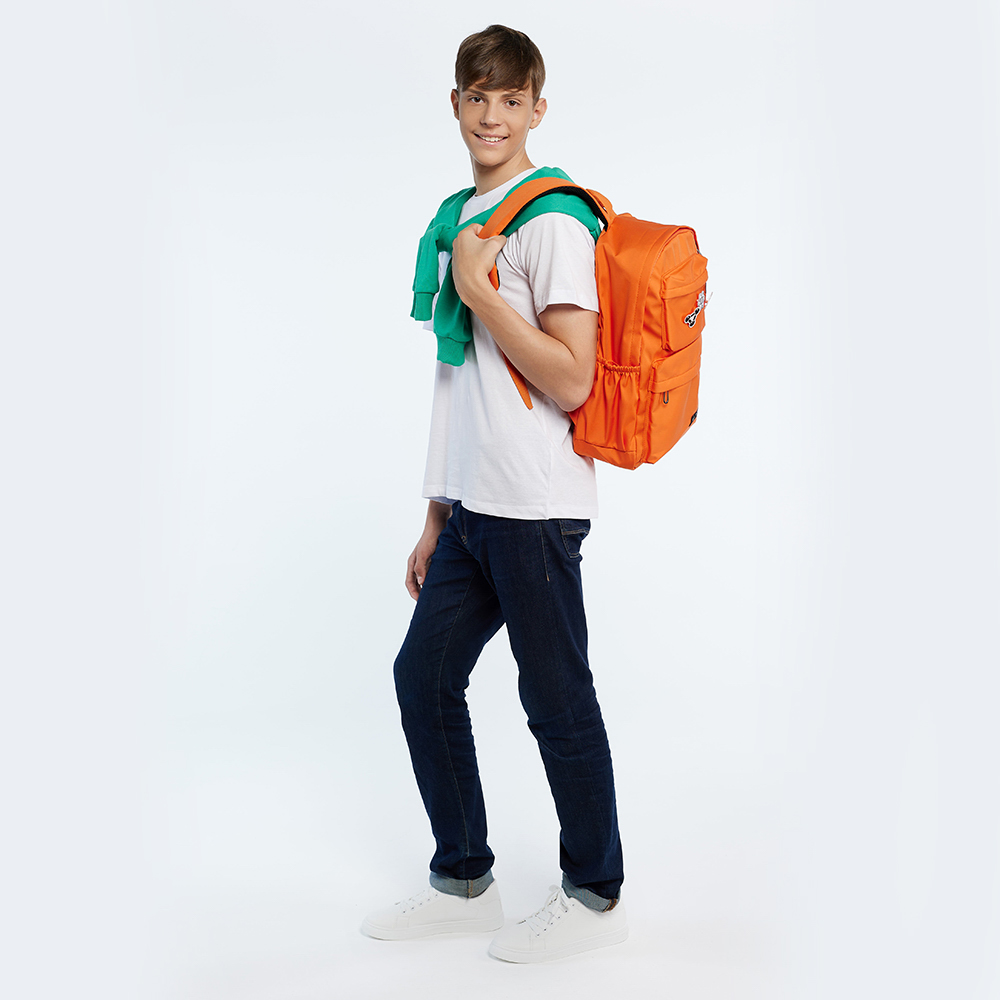 ClipStudio Рюкзак подростковый 45x30,5x13см, 1 отд., 6 карм., значки, ПЭ, оранжевый, арт.№ 254-714