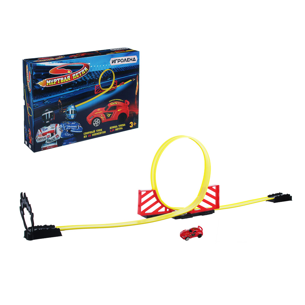ИГРОЛЕНД Автотрек "Мертвая петля", инерция, PE ,37х25х5,6см, арт.№ 276-096