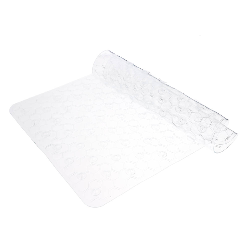 Коврик противоскользящий в ванную "Соты" 67см*37см, прозрачный, арт.№ 403-114
