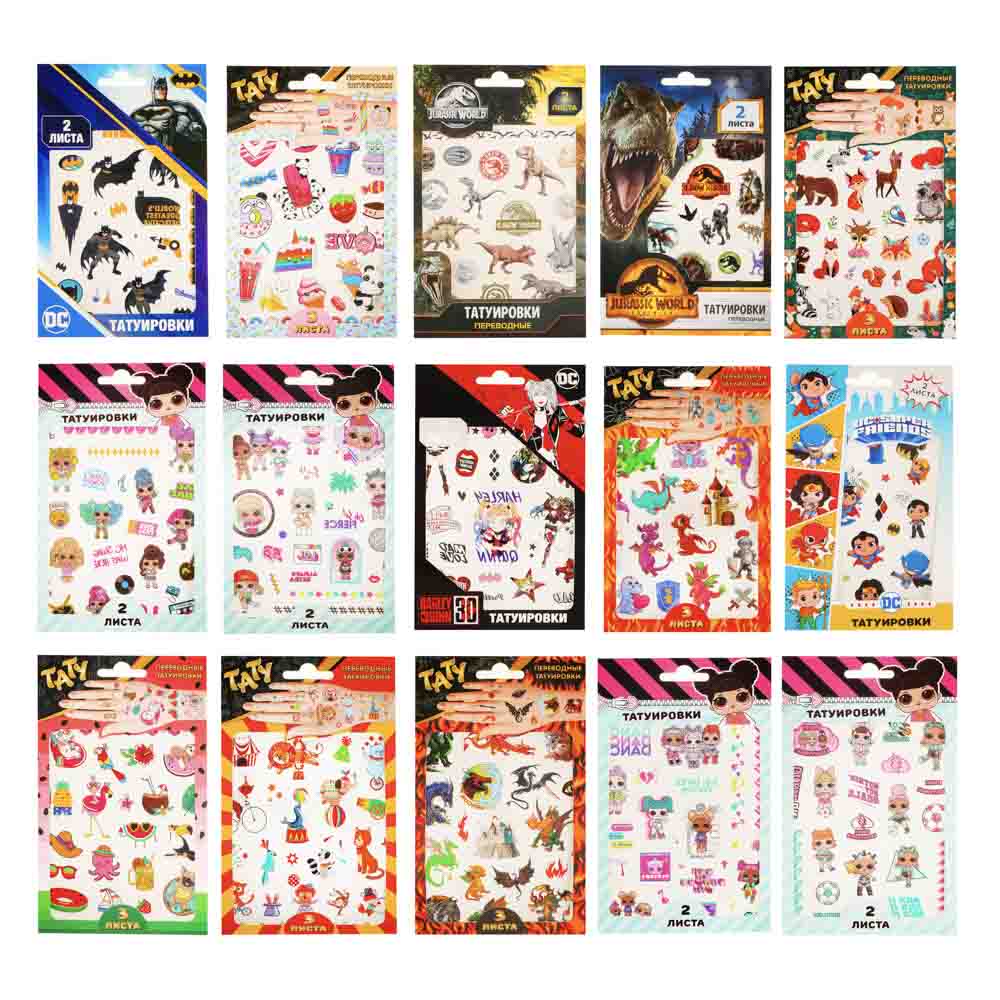 НД ПЛЭЙ Наклейки-татуировки, бумага, 11,8х19см, 2 листа, 4 дизайна, арт.№ 831-018