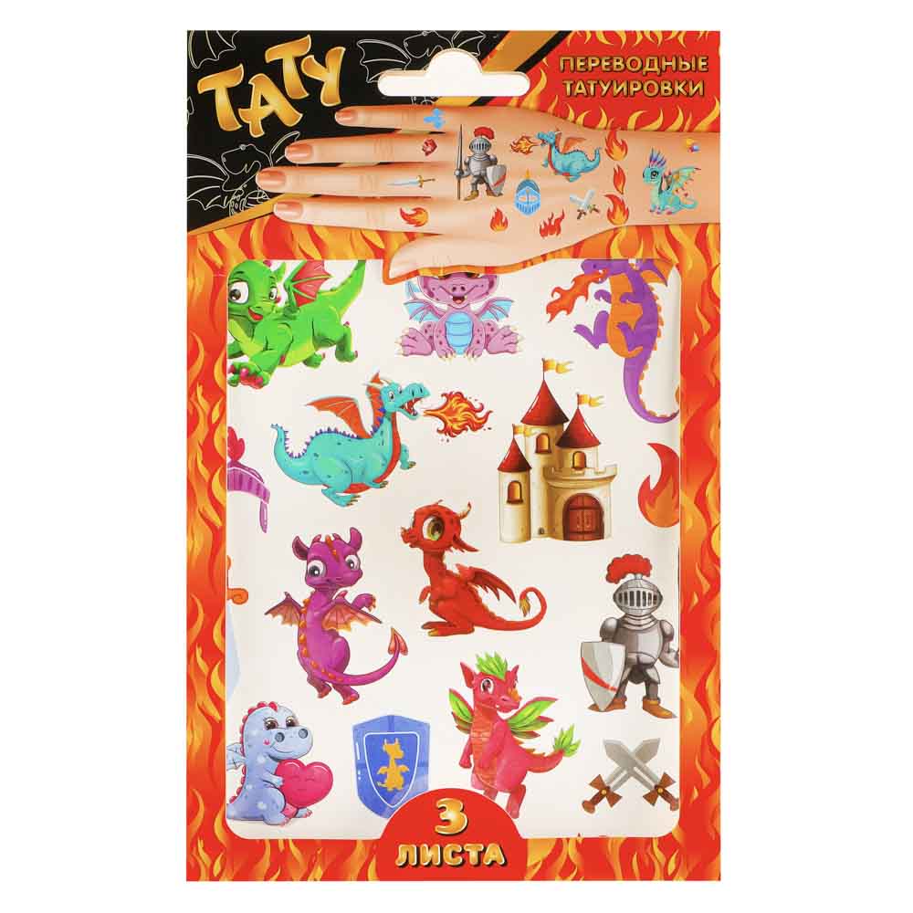 НД ПЛЭЙ Наклейки-татуировки, бумага, 11,8х19см, 2 листа, 4 дизайна, арт.№ 831-018