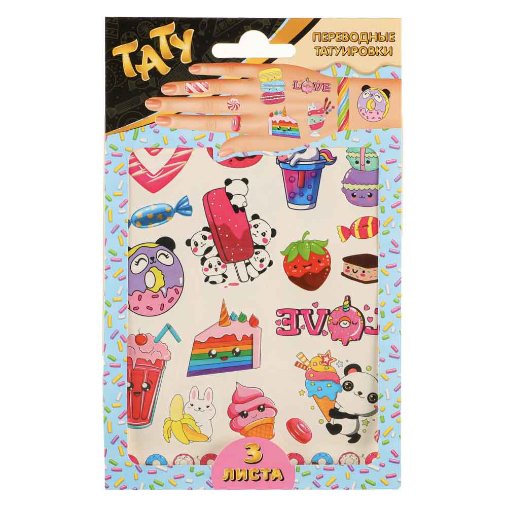НД ПЛЭЙ Наклейки-татуировки, бумага, 11,8х19см, 2 листа, 4 дизайна, арт.№ 831-018