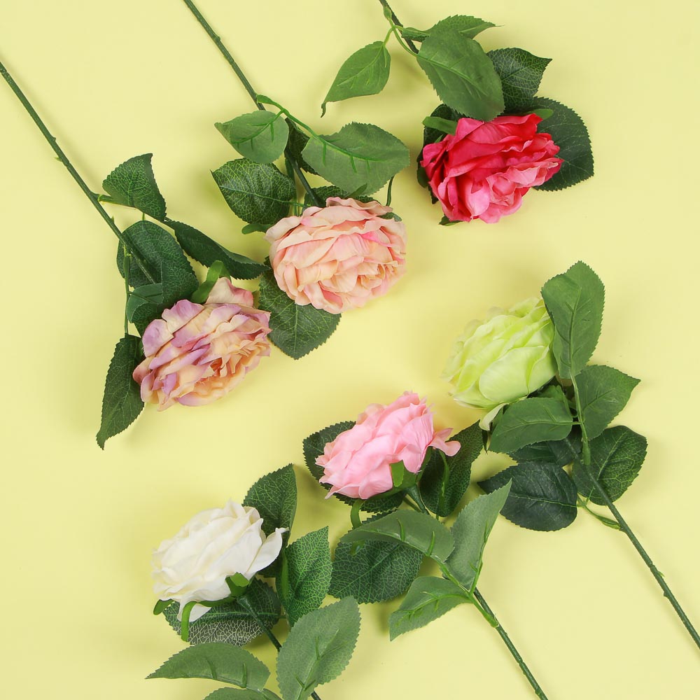 LADECOR Цветок искусственный в виде розы пионовидной, 30 см, пластик, 6 цветов, арт.№ 409-082