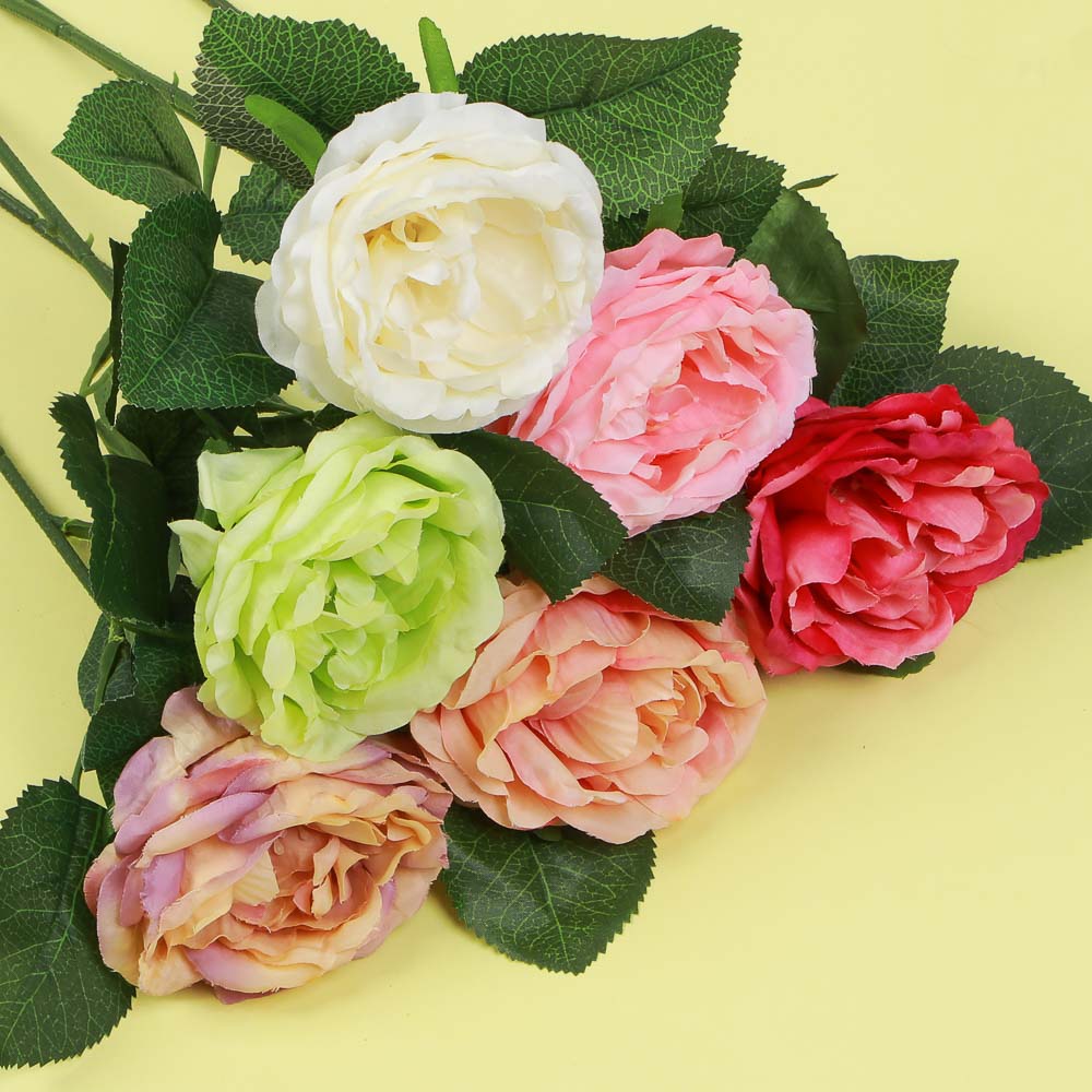 LADECOR Цветок искусственный в виде розы пионовидной, 30 см, пластик, 6 цветов, арт.№ 409-082