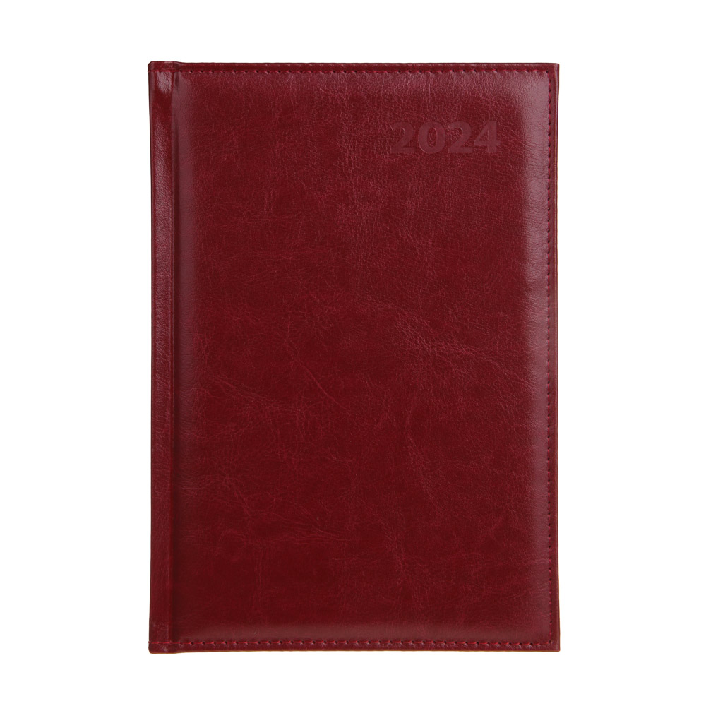 Ежедневник на 2024 "БИЗНЕС" А5, 352 стр.ы, тв.обл.с поролоном, искусственная кожа, красный, арт.№ 572-133