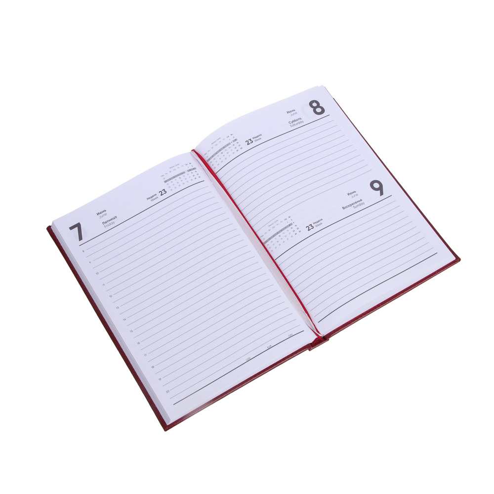 Ежедневник на 2024 "БИЗНЕС" А5, 352 стр.ы, тв.обл.с поролоном, искусственная кожа, красный, арт.№ 572-133