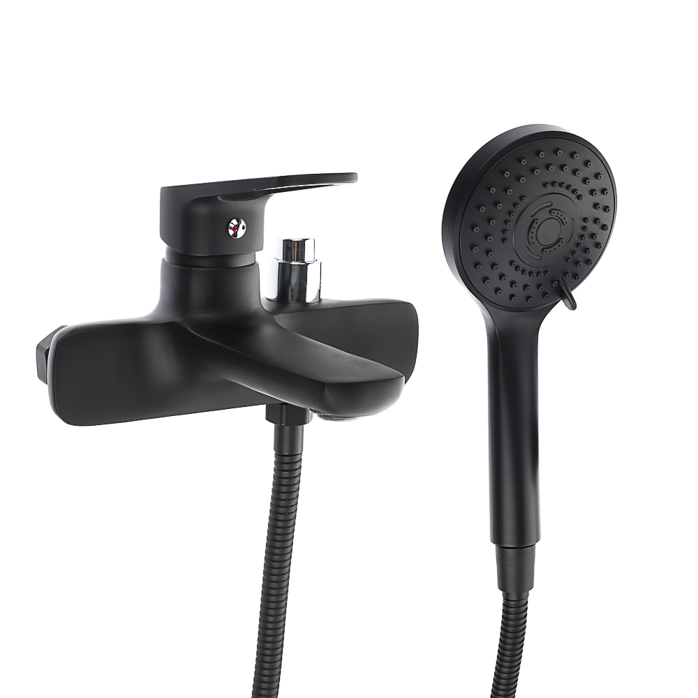 СоюзКран Смеситель для ванны с душем, короткий излив, керам. картридж 35мм, черный, цинк, SK07-M137, арт.№ 567-136