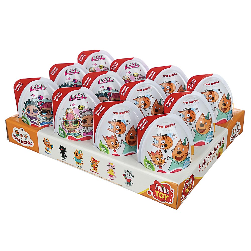 FRUITLS TOY Мармелад 10гр в пластиковом яйце с игрушкой, 2 вида ЩЕНЯЧИЙ ПАТРУЛЬ/МИМИМИШКИ, арт.№ 201-247