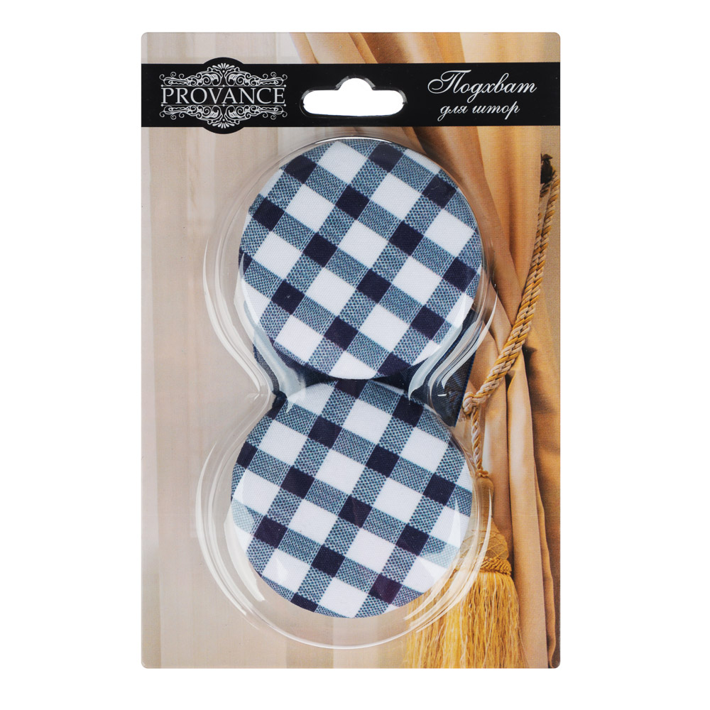 PROVANCE Подхват для штор магнитный 2-сторонний, "Клетка", 30см, d5см, 4 цвета, арт.№ 491-445